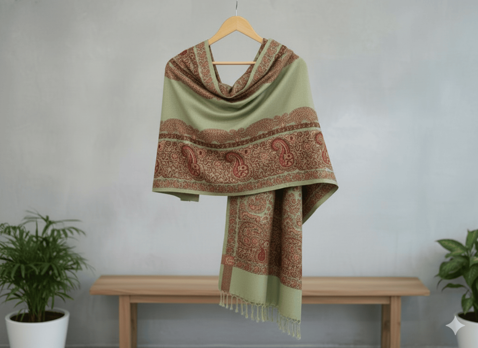 Sage Green Printed Shawl
