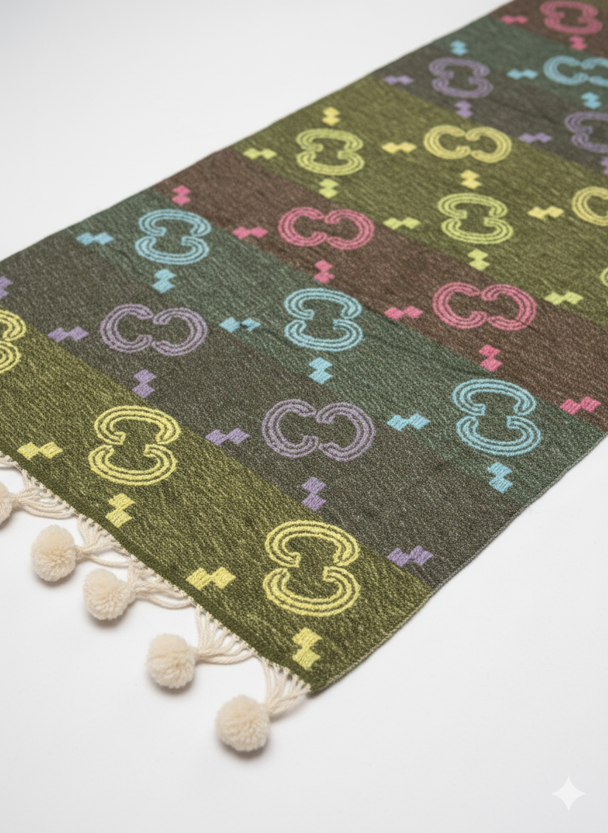 Earth-Tone Geometric Pom Poms