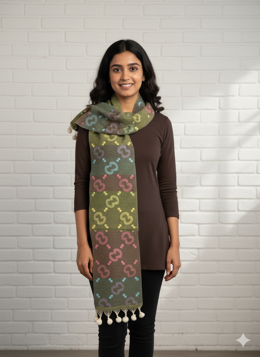 Earth-Tone Geometric Pom Poms