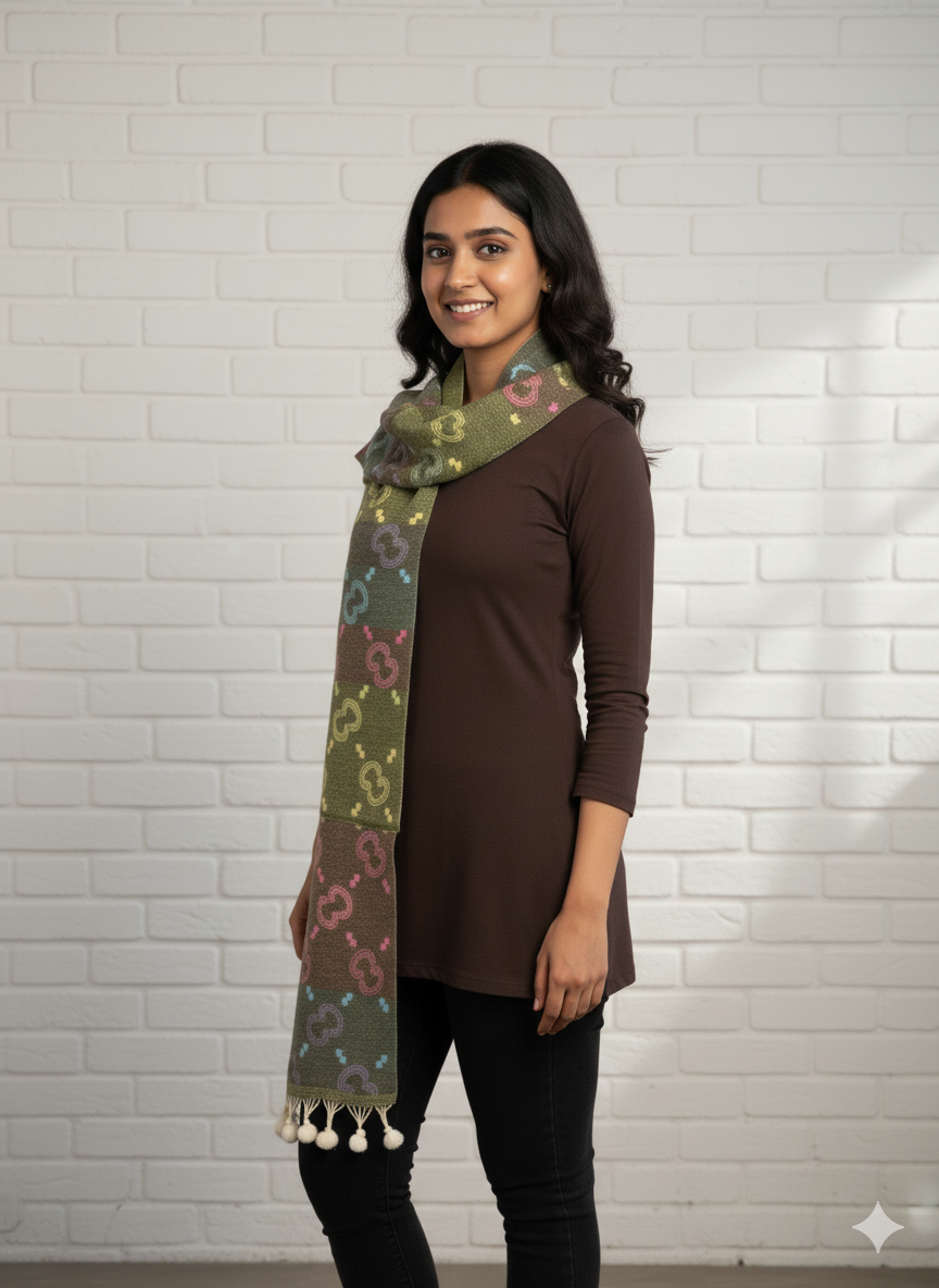 Earth-Tone Geometric Pom Poms