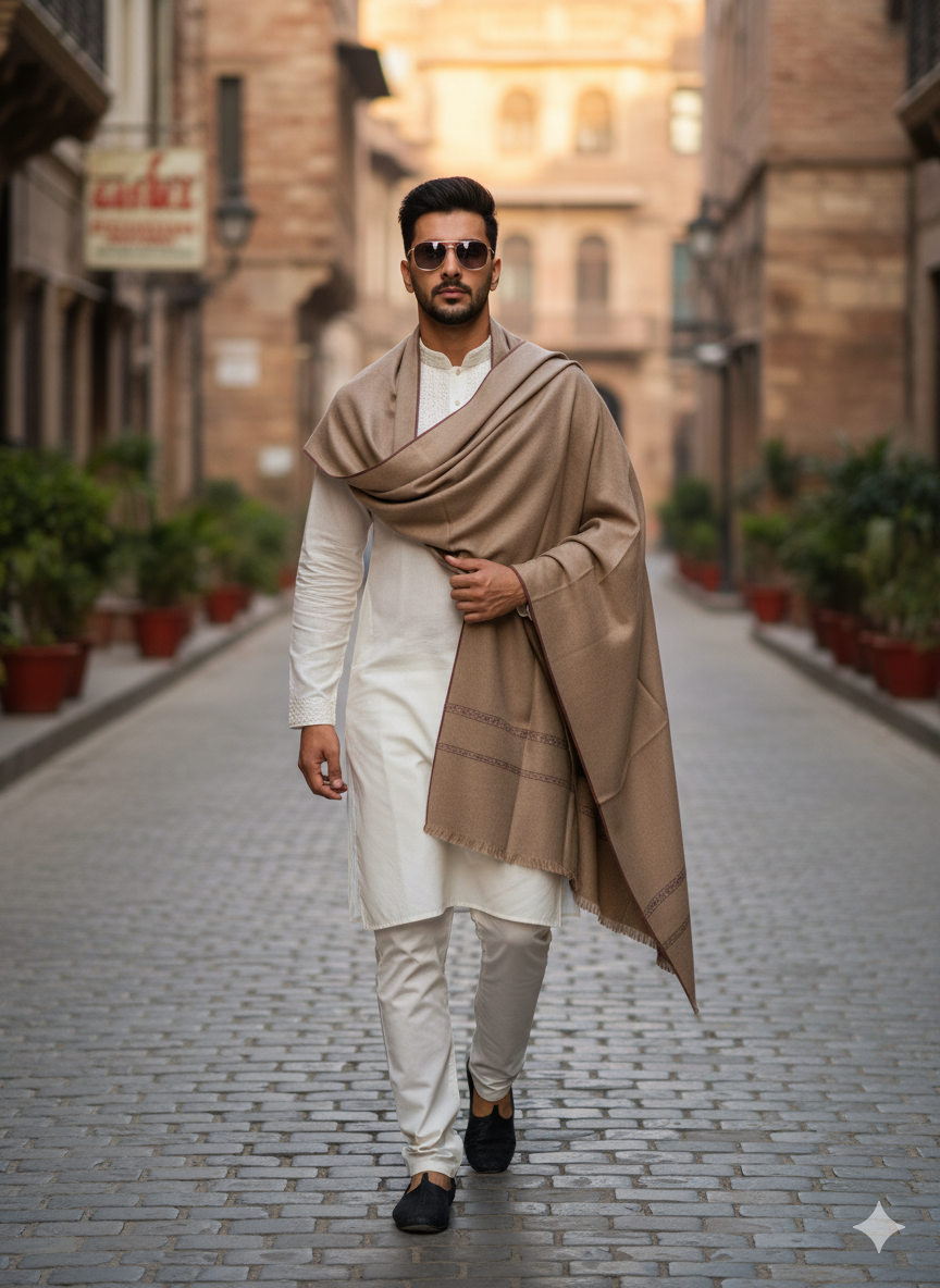 Men’s Warm Beige with Subtle Border Detailing Lohi