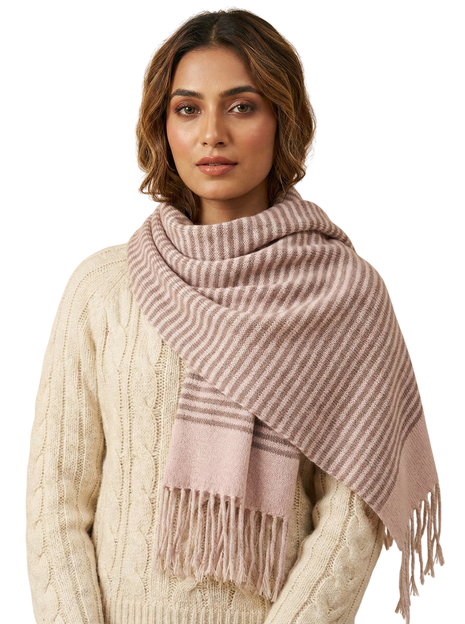 Blush Pink Striped Muffler