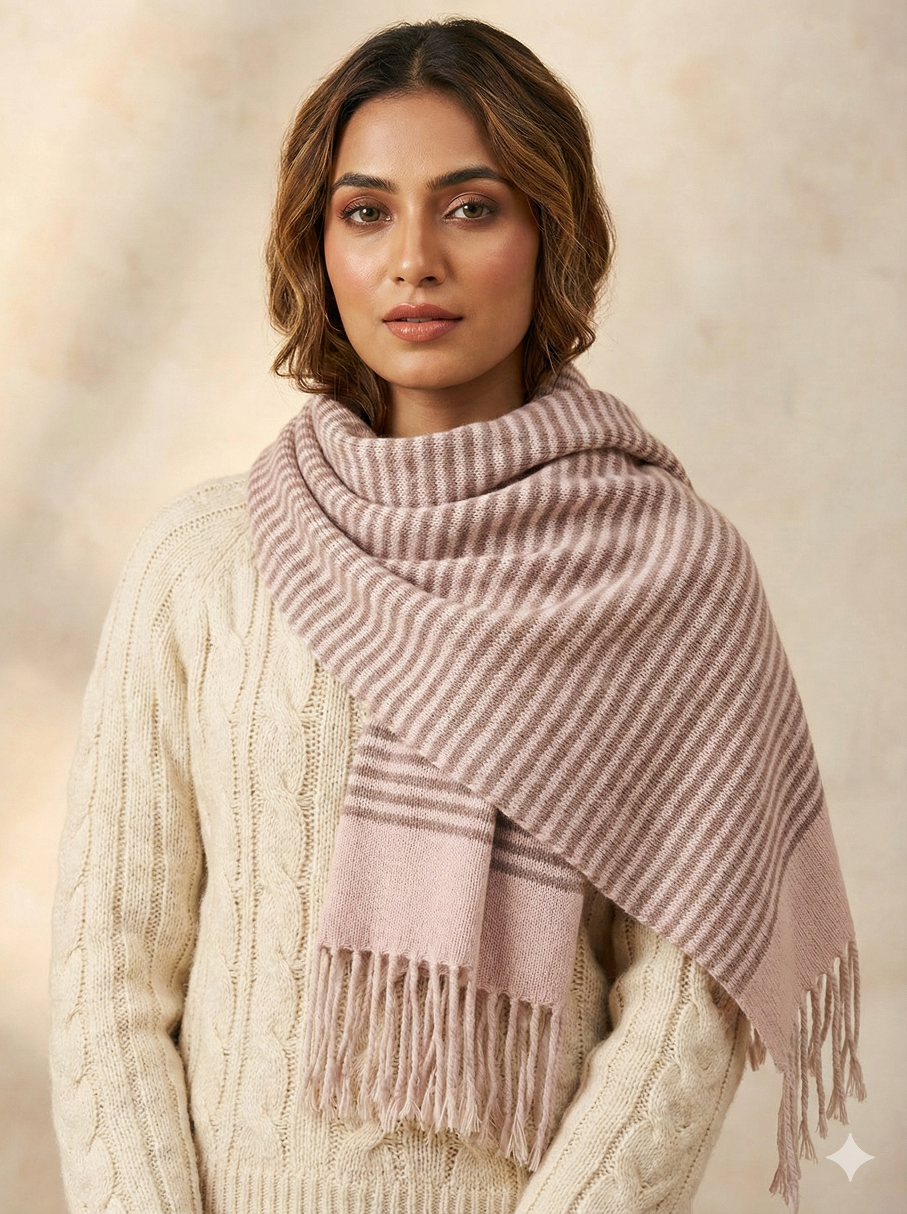 Blush Pink Striped Muffler