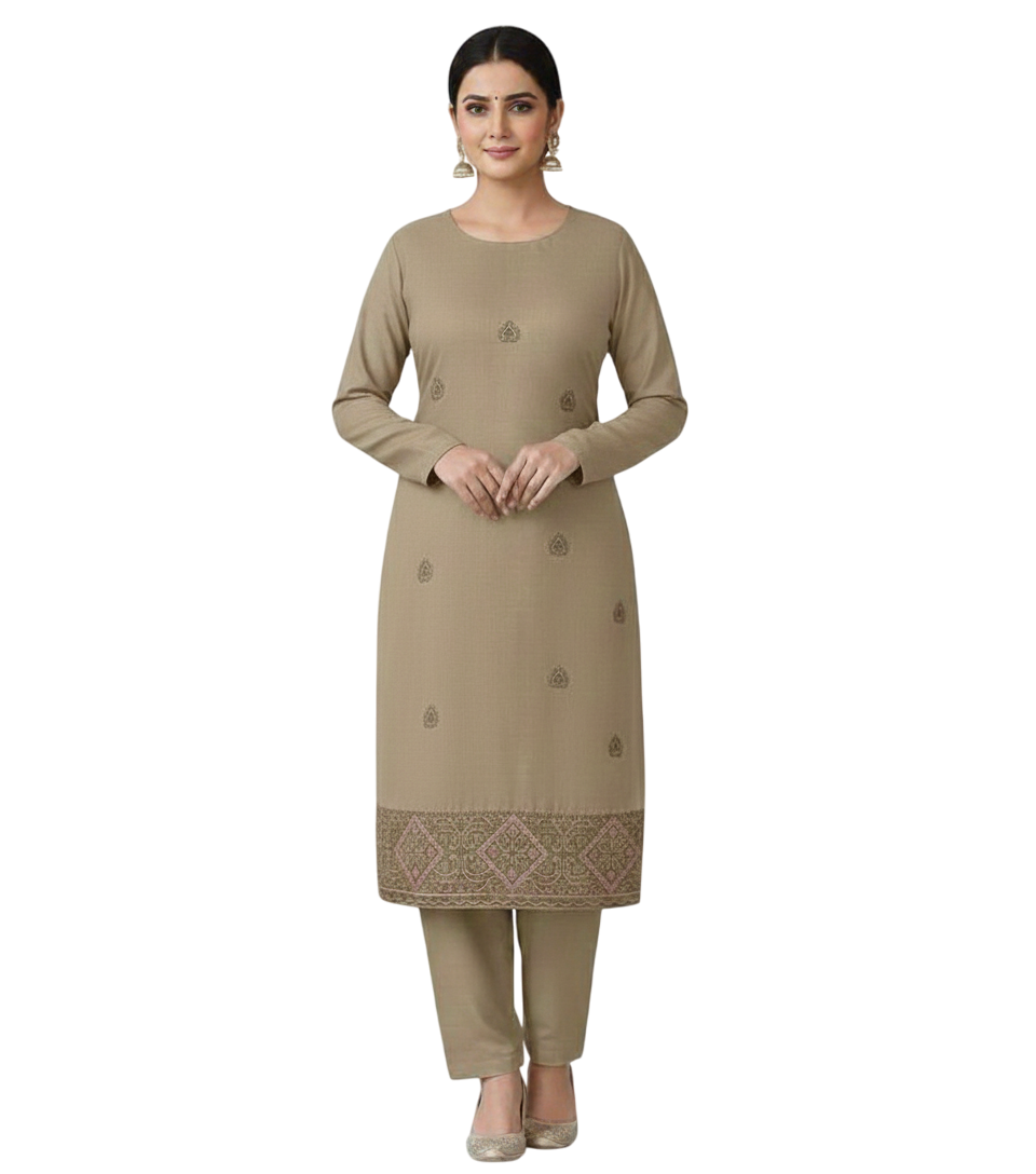 Unstitched Women's Winter Suit with Matching Shawl