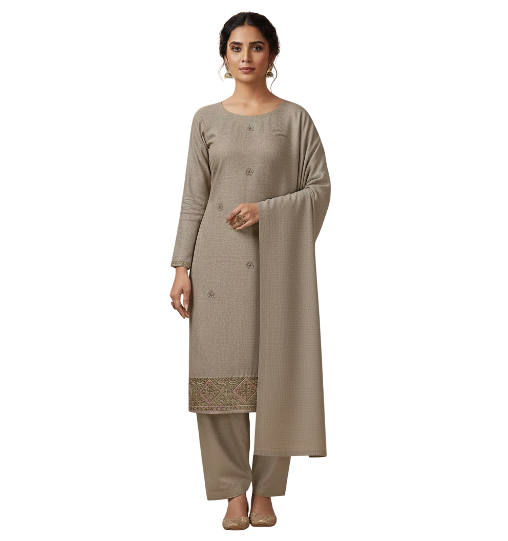 Unstitched Women's Winter Suit with Matching Shawl