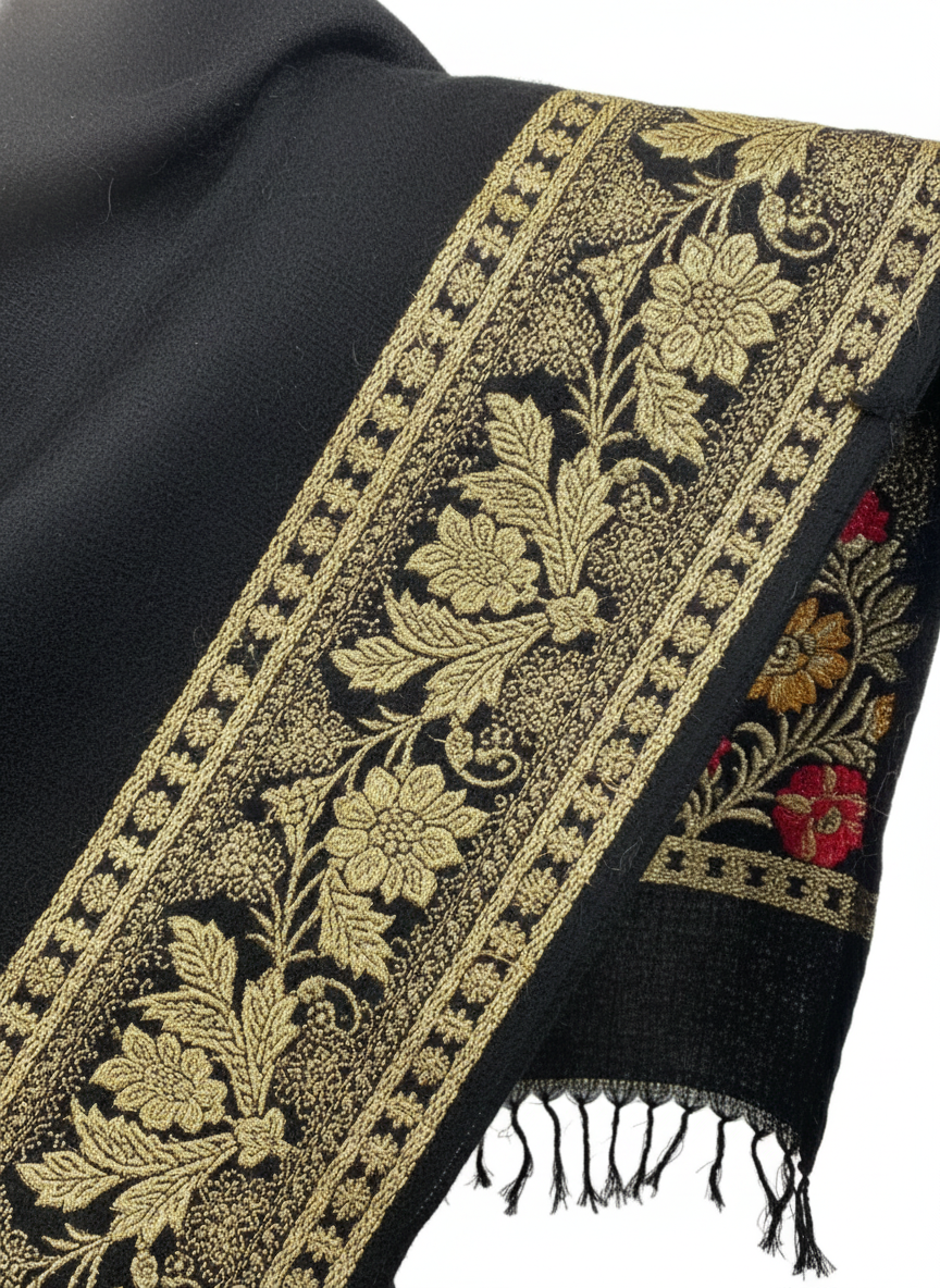 Classic Black Self Design Printed Stoel