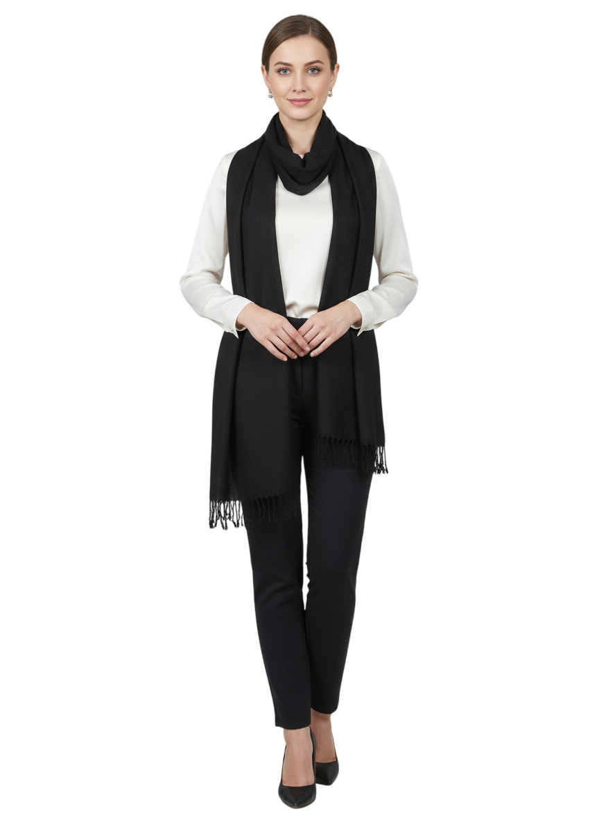 Classic Black Solid Stole