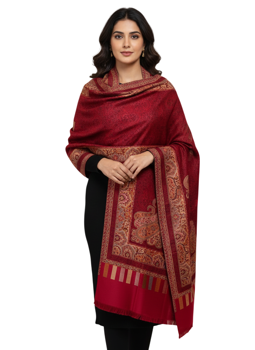 Regal Kashmiri-Style Paisley Shawl