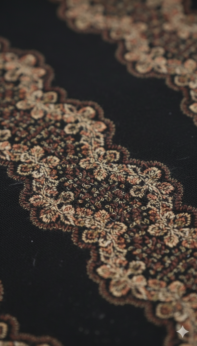 Premium Black Women’s Embroidered Shawl – Royal Zari-Inspired Elegance