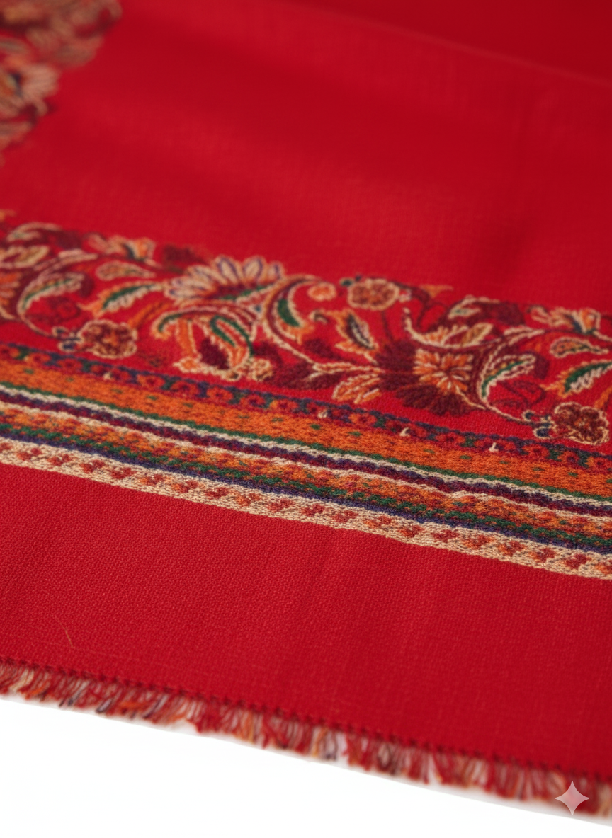 Premium Dark Slate Women’s Embroidered Shawl – Kashmiri-Inspired Elegance