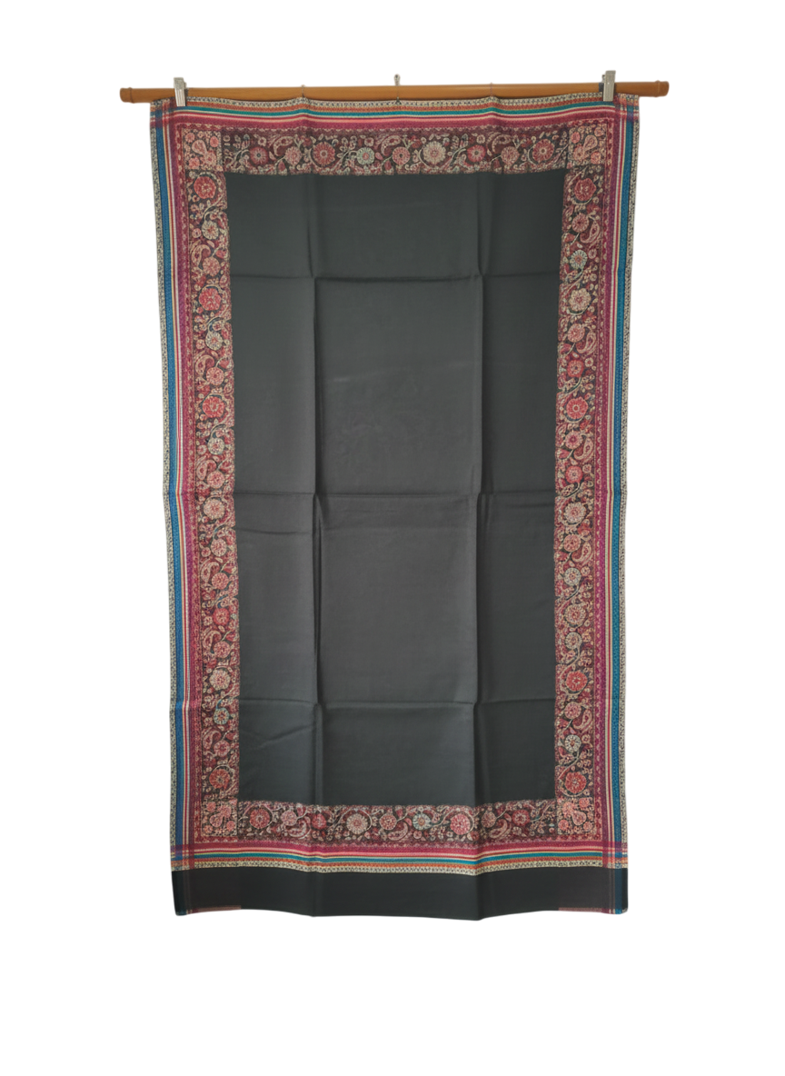 Premium Dark Slate Women’s Printed Shawl – Kashmiri-Inspired Elegance
