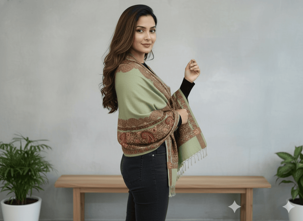 Sage Green Printed Shawl