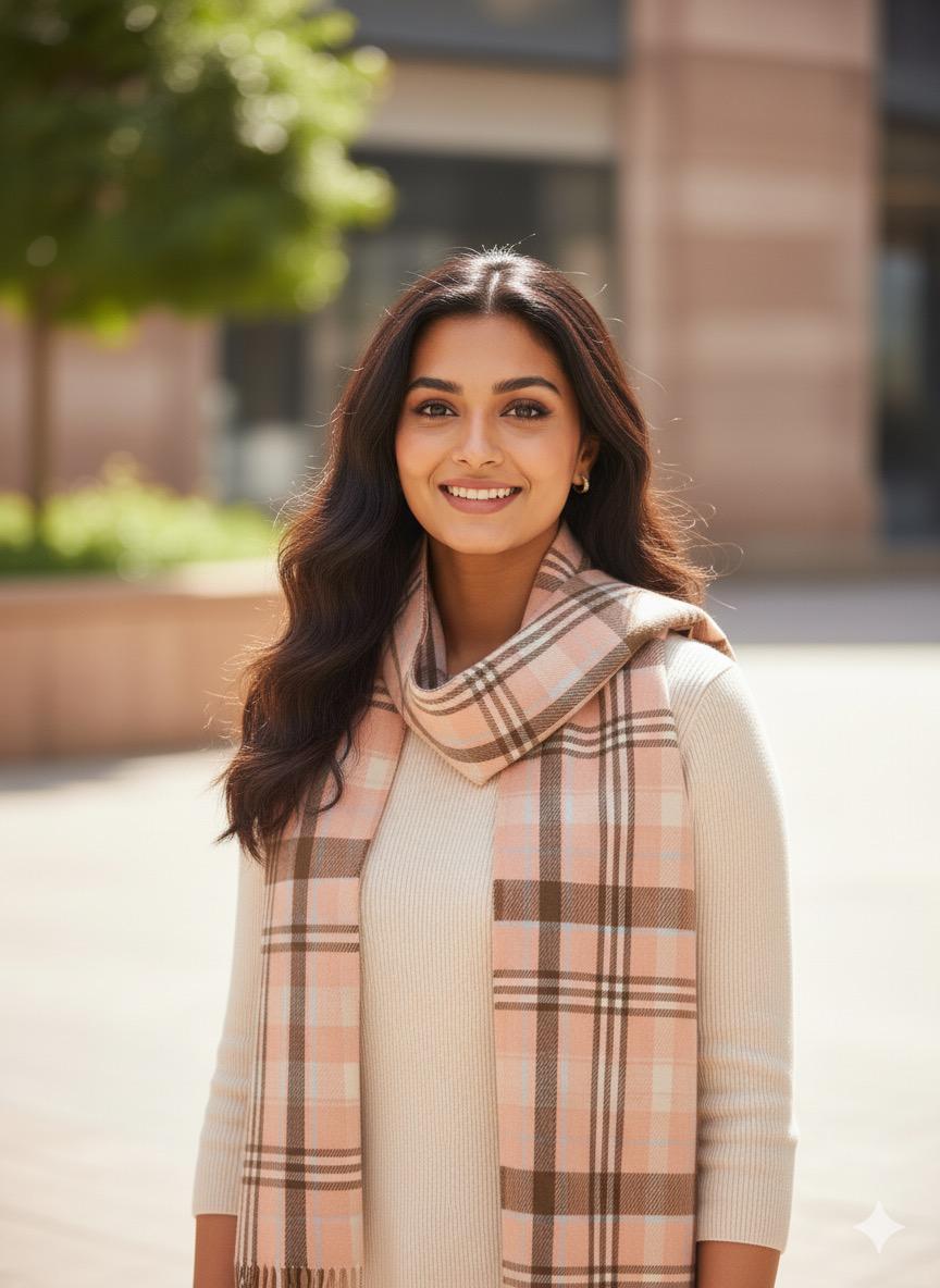 Blush pink and beige Pom Pom Stole